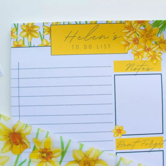Personalised Daffodils To Do Lists – Checklist – Planner – Handmade – Gifts for Her – Mother’s Day - Par Avion Paper 23