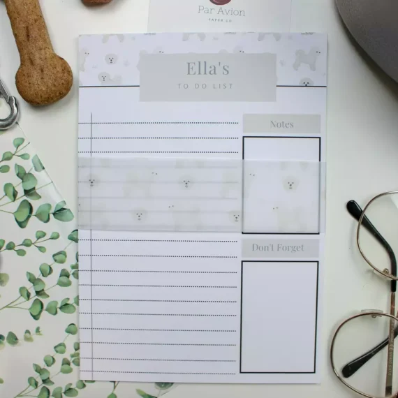 Personalised Bichon Frise To Do List - Par Avion Paper 18
