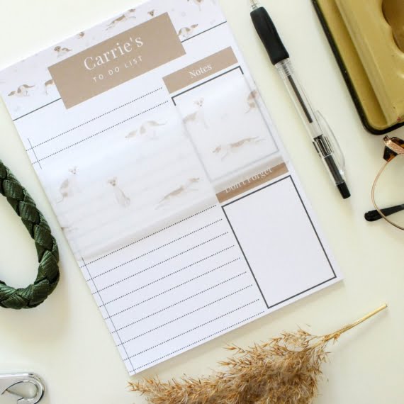 Personalised Whippet To Do Lists - Par Avion Paper 21