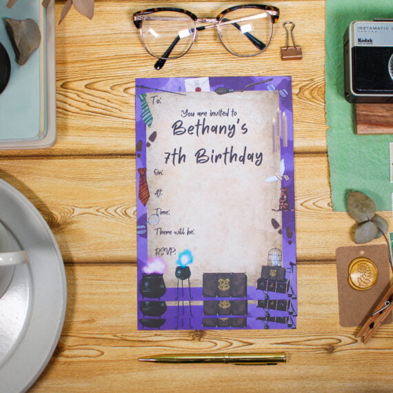 Personalised Wizard and Witches Party Invitations - Par Avion Paper 10